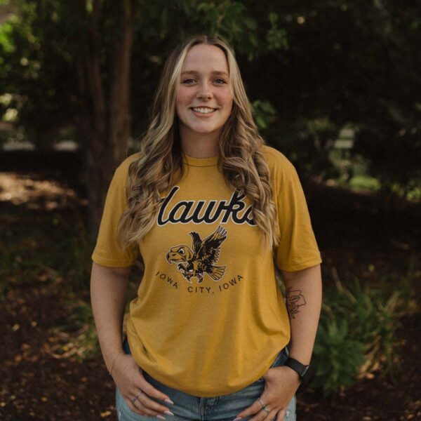 Iowa Hawks Triblend Short Sleeve Tee-Vintage Gold - Image 2