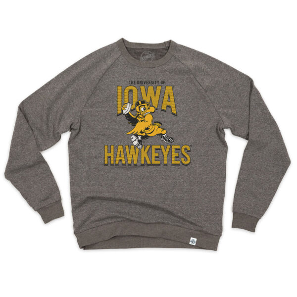 Iowa Hawkeyes Football Triblend Crew-Grey Heather