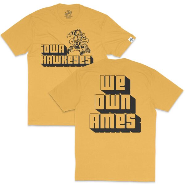 Iowa Hawkeyes, We Own Ames Triblend Short Sleeve Tee-Vintage Gold